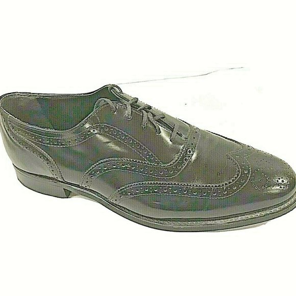 Mens Black Wing Tip Leather Oxford Dress Shoes main image 6